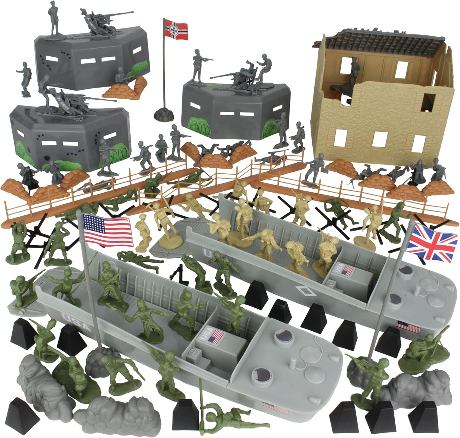 BMC WW2 D-Day Tank Battle Plastic Army Men 36-Piece Playset