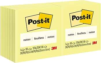 Post-it Notes 3x3 in, 12 Pads — Canary Yellow Sticky Notes by Post-it - American Made