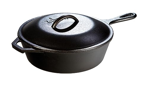 Lodge Pre-Seasoned Cast Iron Deep Skillet with Lid, 3 Quart by Lodge Cast Iron - American Made