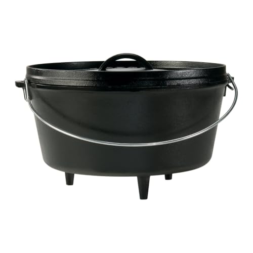 Lodge Pre-Seasoned Cast Iron Deep Camp Dutch Oven with Lid, 8 Quart by Lodge Cast Iron - American Made