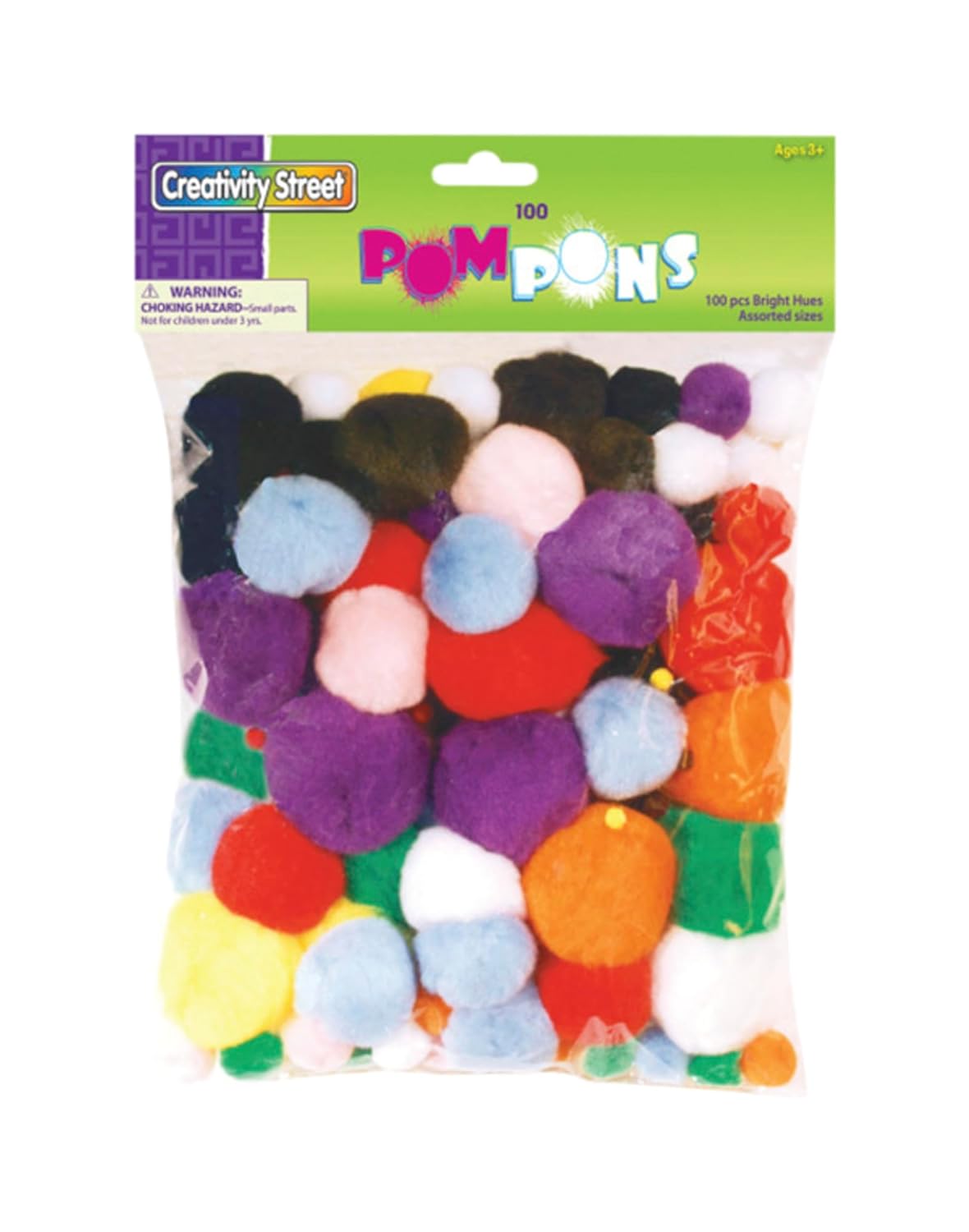 Creativity Street Pom Pons Assorted Bright Colors Various Sizes 100-count by Creativity Street - American Made