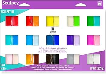 Sculpey III Polymer Clay Sampler Pack 30 Colors 1 oz Each by Sculpey - American Made