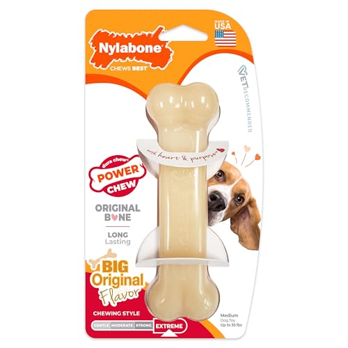 Nylabone Power Chew Original Bone Dog Chew Toy, Original Flavor, Medium