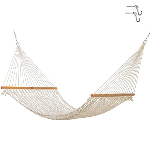 Original Pawleys Island 12OC Original Single Cotton Rope Hammock with Free Extension Chains & Tree Hooks, Hand