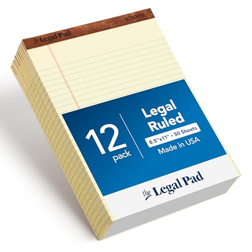 TOPS 8.5 x 11.75 Legal Pads 12-Pack Yellow Wide Ruled by Tops Products - American Made
