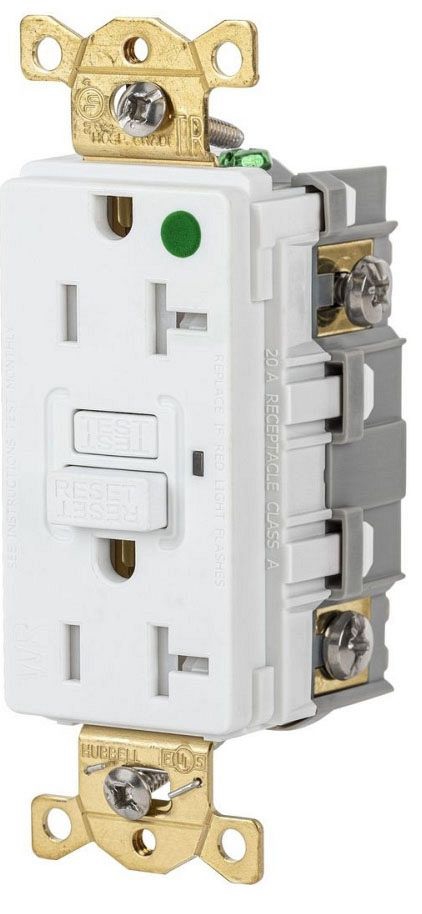 Hubbell 20A 125V Hospital Grade GFCI Outlet Ground Fault by Hubbell - American Made