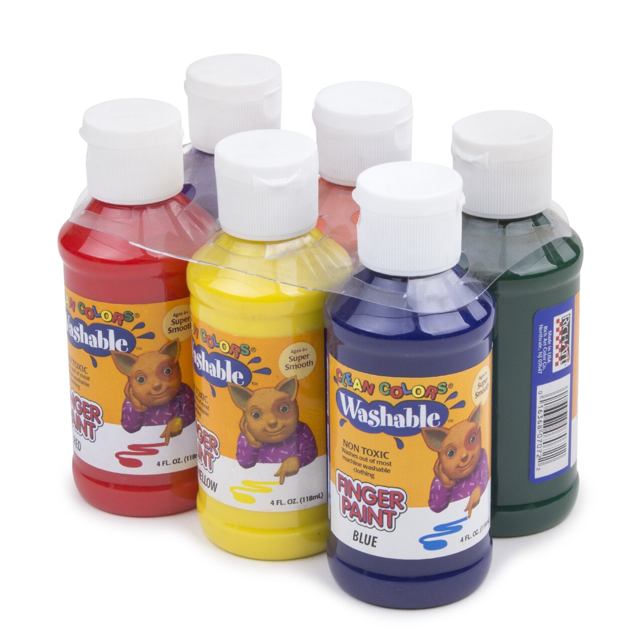 Colorations Washable Finger Paint Set 6 Colors 16 oz Jars by Colorations - American Made