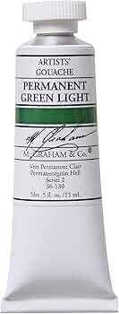 M. Graham Gouache Paint Permanent Green Light Half Ounce