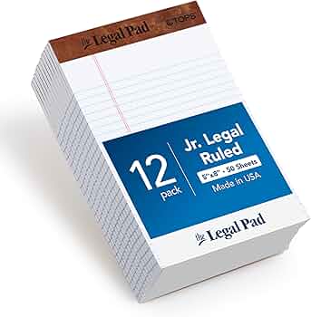 Avery Junior Legal Pads 5x8 White Narrow Ruled 12-Pack by Avery - American Made