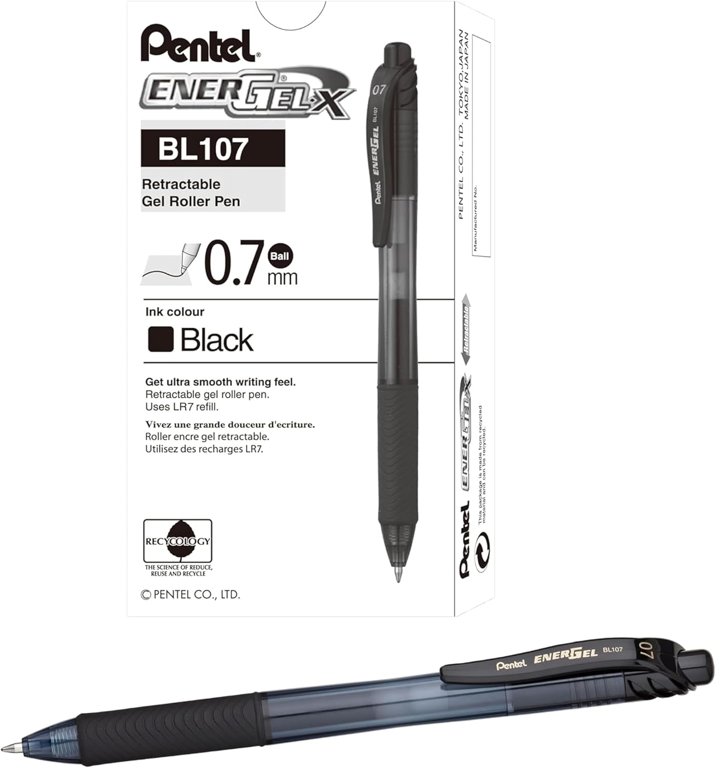 Pentel EnerGel Liquid Gel Pens 12-Pack Black 0.7mm by Pentel - American Made