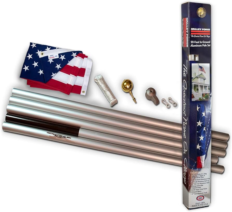 Valley Forge Flag American Flag Kit 2.4x4 with 5ft Aluminum Spinning Pole by Valley Forge Flag - American Made