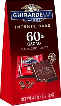 Ghirardelli Intense Dark Chocolate Squares 60% Cacao 4.1oz by Ghirardelli - American Made