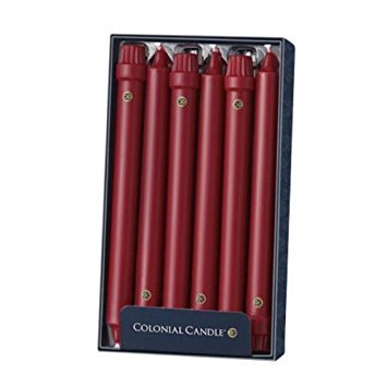 Colonial Candle Classic Unscented Dripless Taper Candle Cranberry 10 Inch 12-Pack by Colonial Candle - American Made