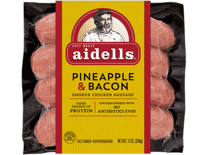 Aidells Pineapple and Bacon Smoked Sausage 12 oz 4 Links by Aidells Sausage - American Made