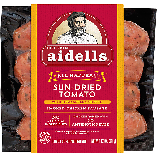 Aidells Sun-Dried Tomato and Basil Sausage 12 oz 4 Links by Aidells Sausage - American Made