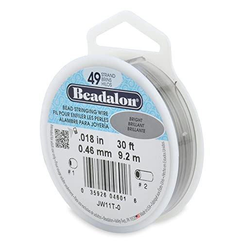 Beadalon 49 Strand Stainless Steel Beading Wire, Bright - .018in/0.46mm | Stainless steel wire, 49-strand flex