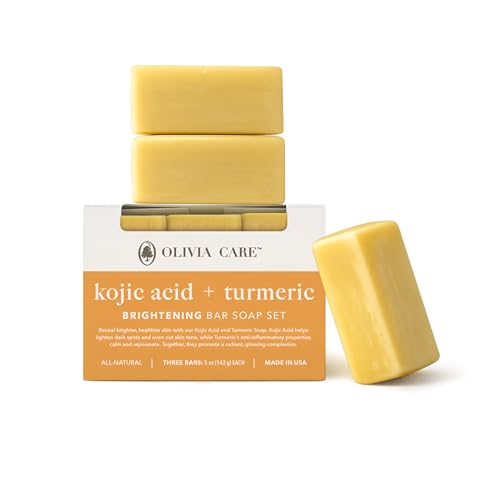 Olivia Care Kojic Acid & Turmeric Bar Soap, Brightening Facial & Body Cleanser