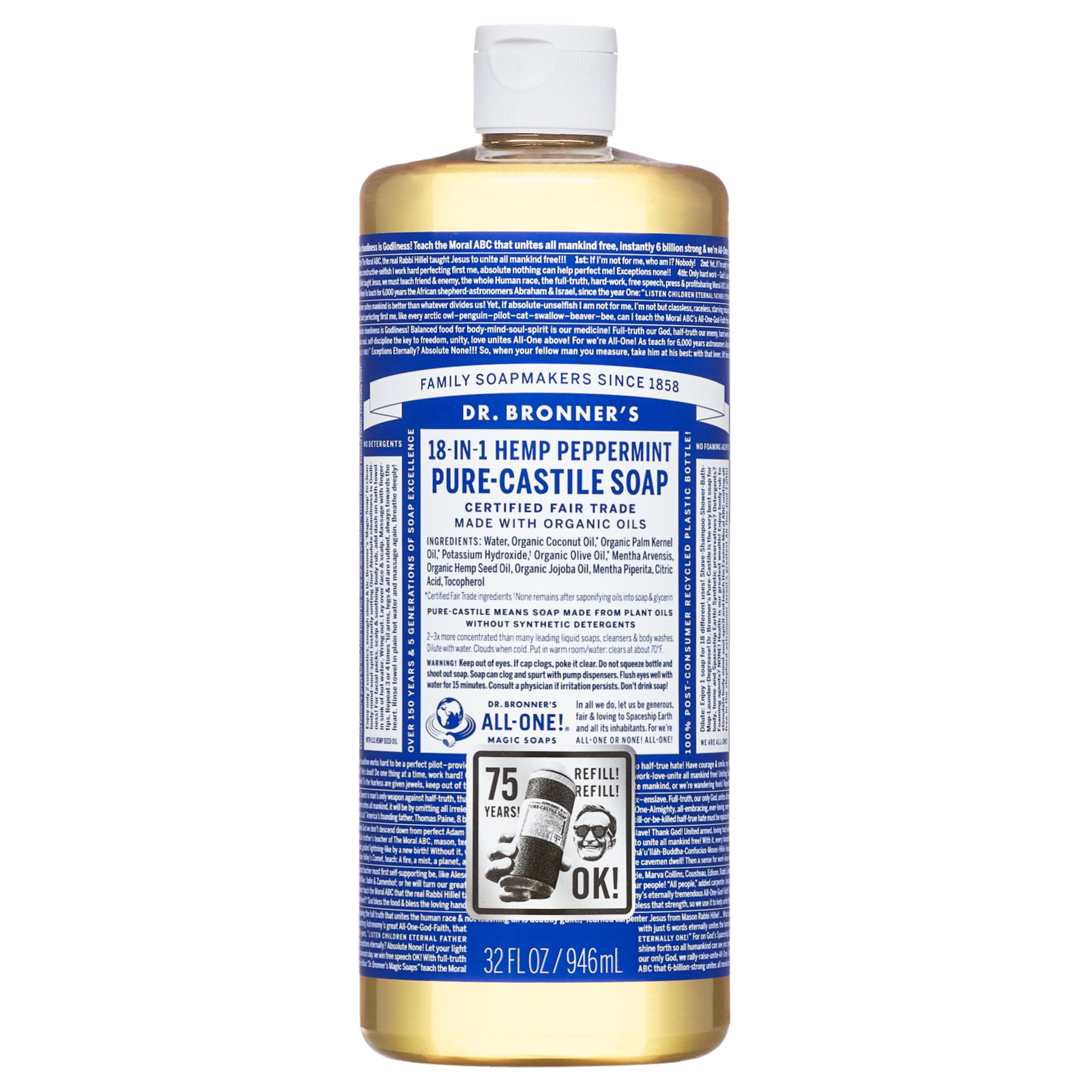 Dr. Bronner's Pure-Castile Liquid Soap Peppermint 32oz