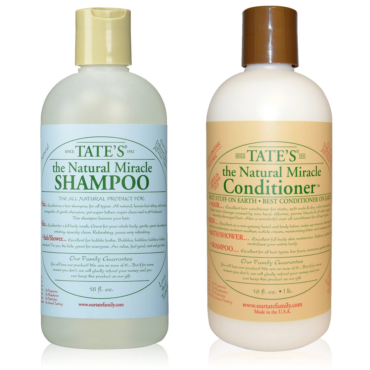Tate's The Natural Miracle Shampoo 12 oz by Tate's Natural Miracle - American Made