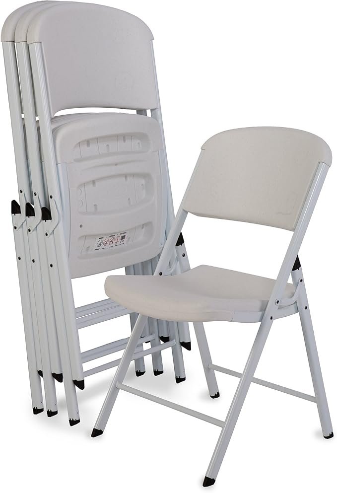 Lifetime 4-Pack Commercial Grade Stacking Chairs White Granite by Lifetime Products - American Made