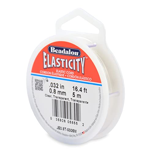 Beadalon Elastic Bracelet Cord - Bead String, 0.8 mm/5 m - Clear | Latex-Free Rubber, Multiple Diameter Option