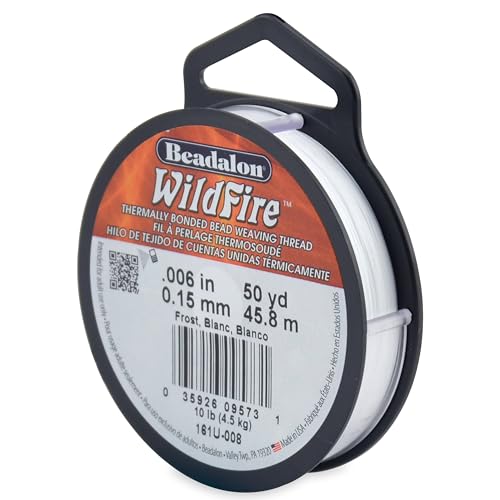 Beadalon Wildfire Beading Thread Jewelry Fishing Line, Frost - 0.006"/ 50yd | Polyester, Braided thread, Break by Beadalon - American Made