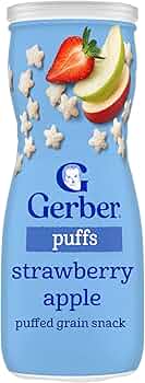 Gerber Strawberry Apple Puffs Puffed Grain Snack by Gerber - American Made