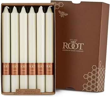 Root Candles 9-Inch Unscented Dinner Candles 12-Count Ivory