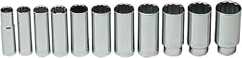 Wright Tool 402 1/2-Inch Drive 12-Point Deep Socket Set 11-Piece