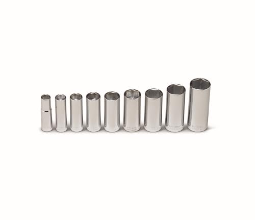 Wright Tool 304 3/8 Inch Drive 9 Piece 6 Point Deep Socket Set 3/8 to 7/8 Inch Wright Drive by Wright Tool - American Made