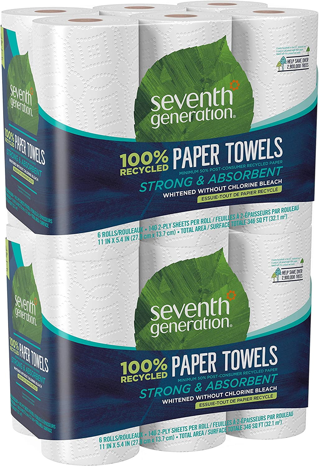 Seventh Generation 100% Recycled Paper Towels 6-Pack by Seventh Generation - American Made