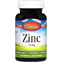 Carlson Labs Zinc 15 mg 250 Tablets by Carlson Labs - American Made