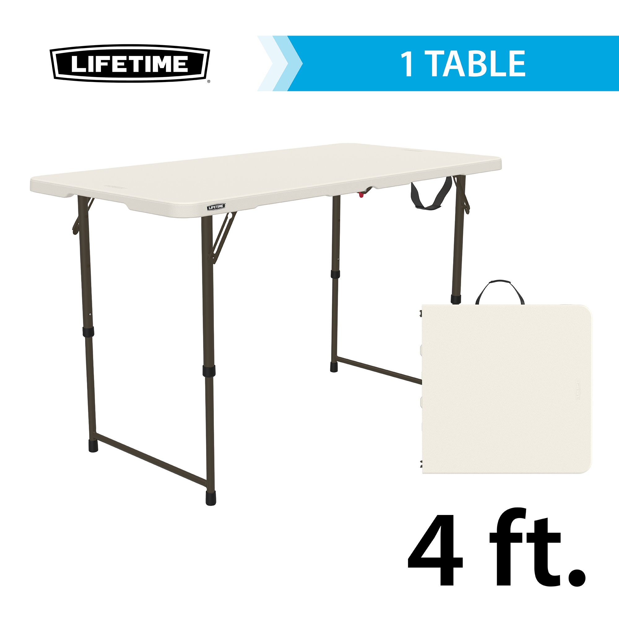 Lifetime 4-Foot Fold-In-Half Table Almond by Lifetime Products - American Made