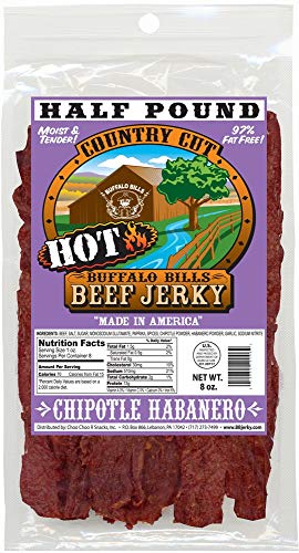 Buffalo Bills 8oz Chipotle Habanero Country Cut Beef Jerky Pack (moist & tender hot beef jerky) 8Oz