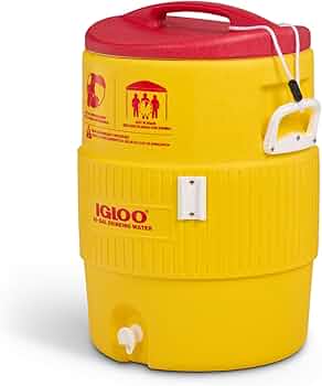 Igloo 10-Gallon Industrial Beverage Cooler Yellow/Red by Igloo - American Made