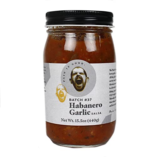Pain is Good- Habanero Garlic Salsa - 15.5 Ounces- All Natural Ingredients, Non-GMO, Gluten-Free, Sugar-Free