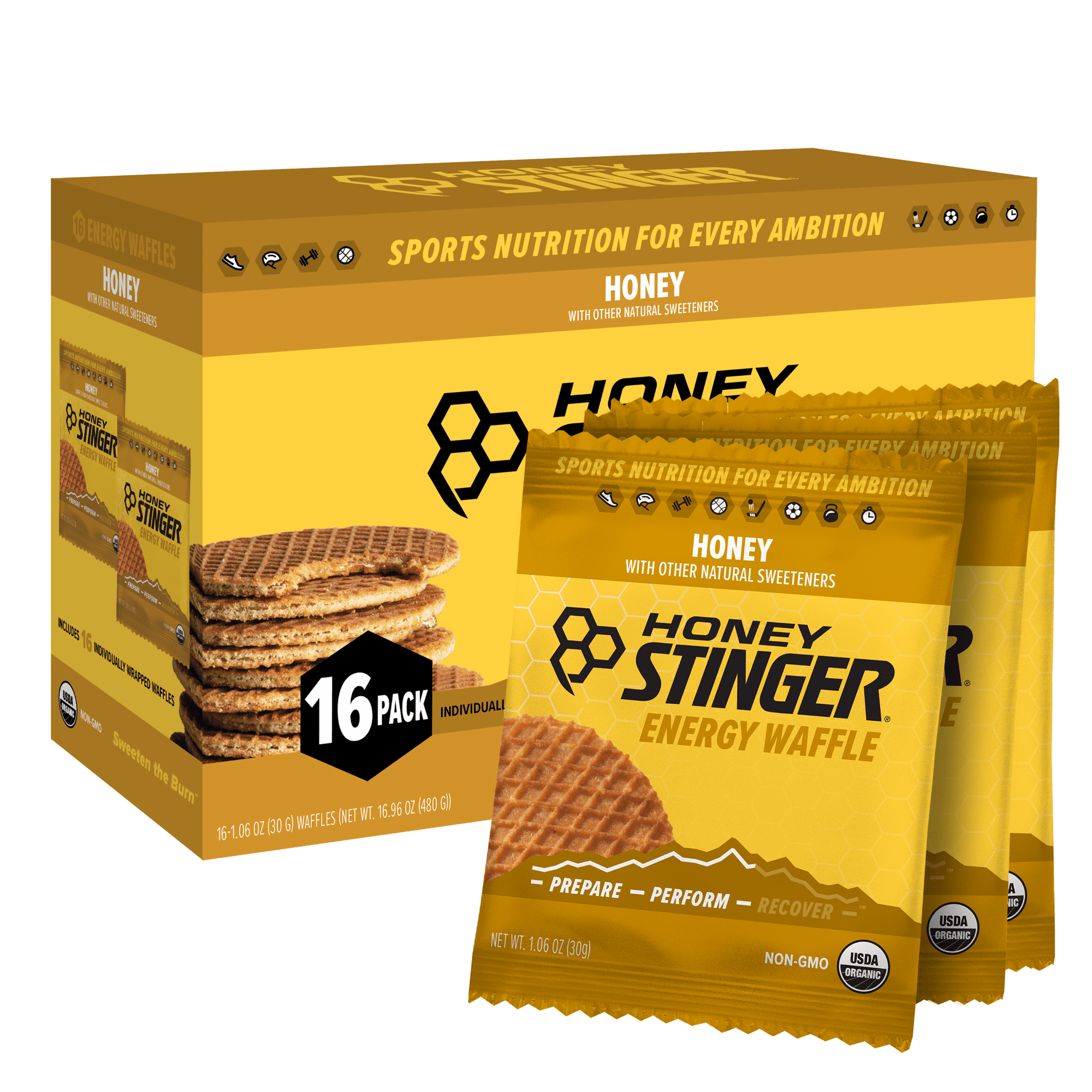 Honey Stinger Organic Honey Waffle 16 Pack by Honey Stinger - American Made