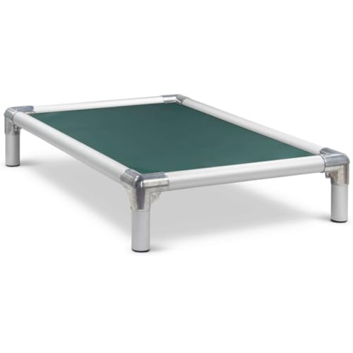 Kuranda Chewproof Elevated Dog Bed - Silver Aluminum - 35" x 23" - Heavy Duty Vinyl - Forest