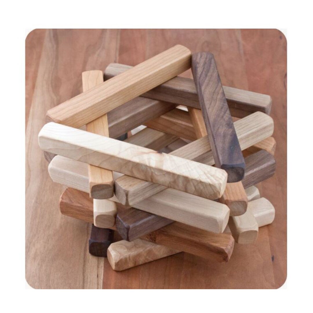 Camden Rose Tri-Color Wood Building Sticks Set of 18 by Camden Rose - American Made