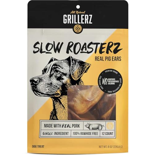 Grillerz Real Pig Ears, Rawhide-Free, 12 Count