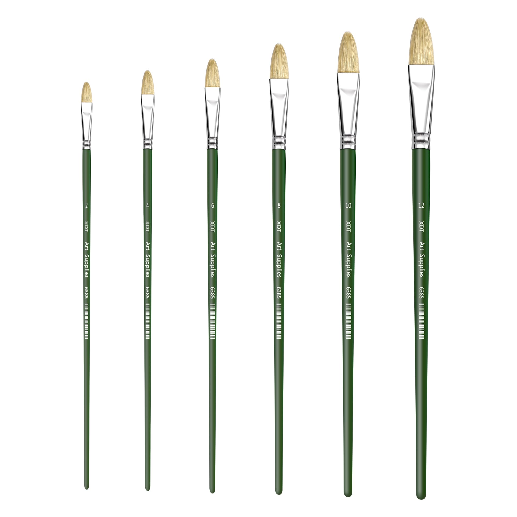FM Brush Company Filbert Hog Bristle Oil Painting Brushes 6-Pack by FM Brush Company - American Made