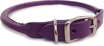 Auburn Leathercrafters Rolled Dog Collar Purple 16 Inch