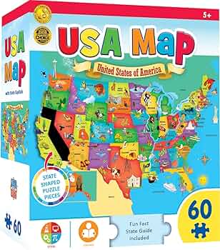 MasterPieces 60 Piece Educational Jigsaw Puzzle for Kids - USA Map State Shaped