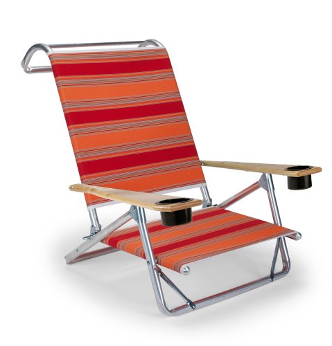 Telescope Casual Original Mini-Sun Chaise Folding Beach Chair with Cup Holders, Salsa by Telescope Casual - American Made