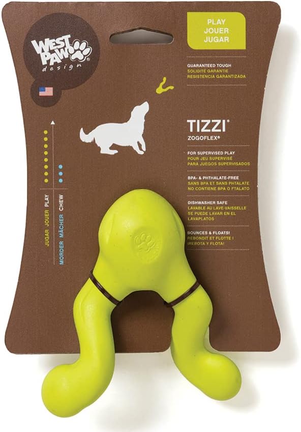 West Paw Zogoflex Tizzi Treat Dispensing Dog Toy, Large by West Paw - American Made