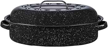 Granite Ware 15-Inch Covered Oval Roaster 10 Lb Capacity Speckled Black by Granite Ware - American Made