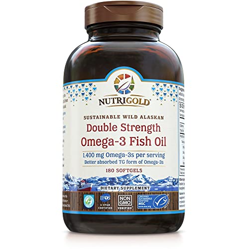 NutriGold Omega-3 Fish Oil Double Strength 1400 mg 180 Softgels IFOS 5-Star by NutriGold - American Made