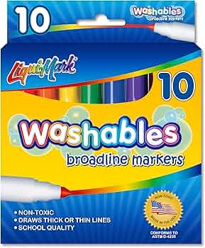 Liqui-Mark Washable Broadline Markers 10 Classic Colors