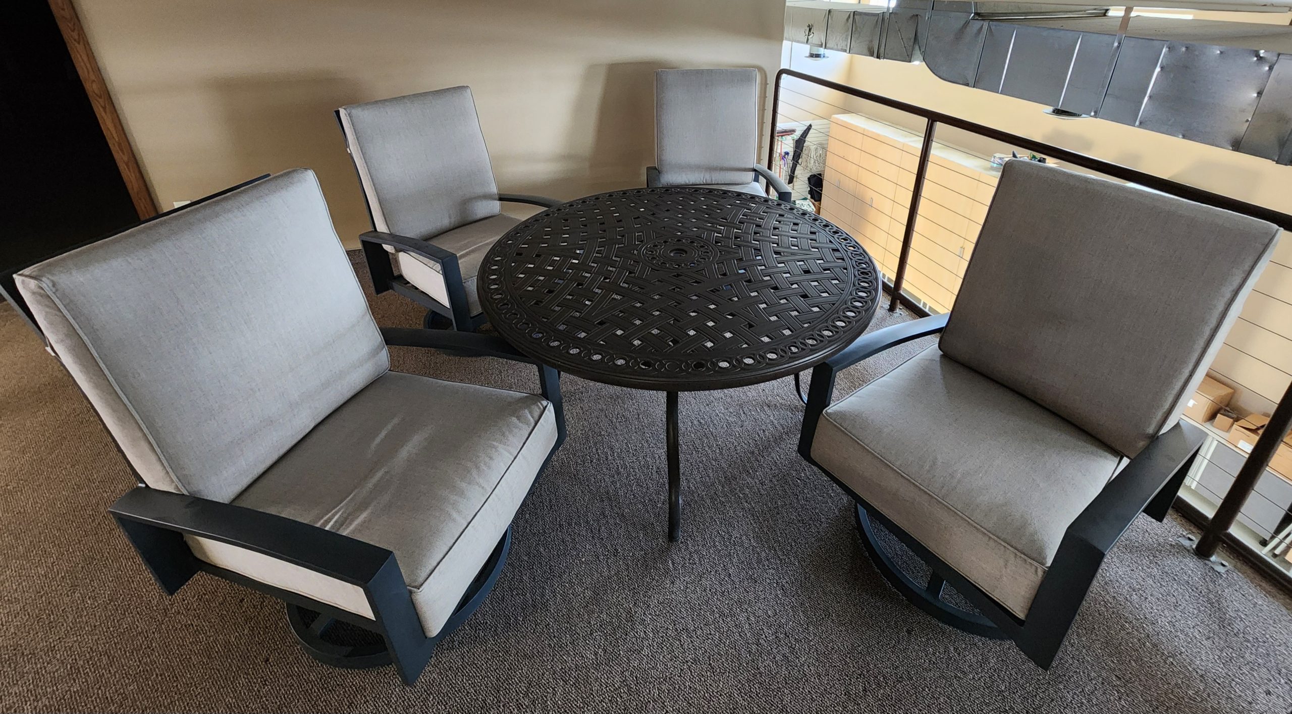 Tropitone Outdoor Dining Table and Chair Set Cast Aluminum by Tropitone - American Made