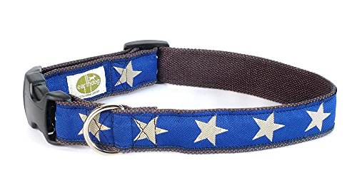Earthdog Adjustable Hemp Dog Collar Star Pattern Blue Medium by Earthdog - American Made